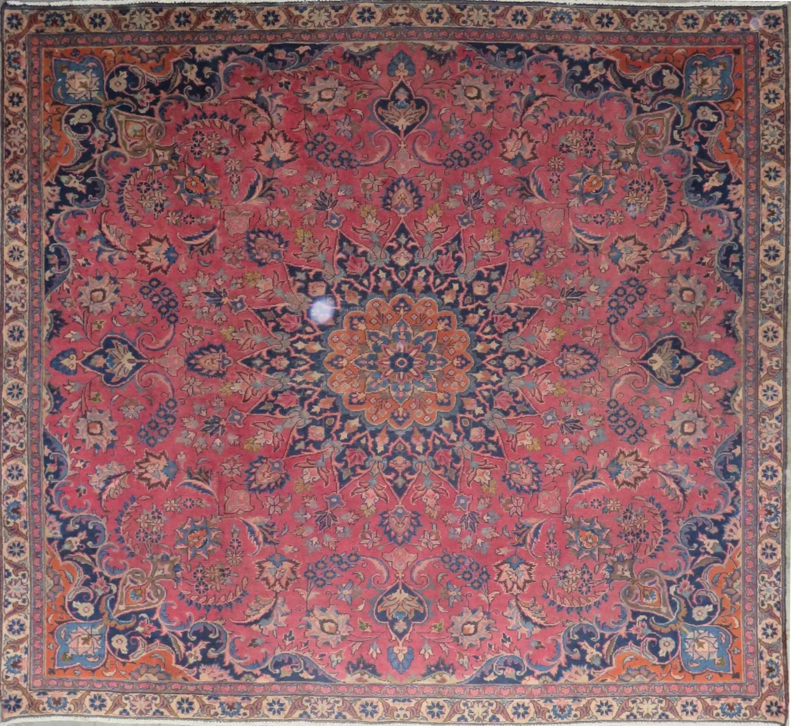 One Of The Kind Hand-Knotted Persian Wool Rug _ Luxurious Vintage Design, 7'5" x 6'8", Artisan Crafted
